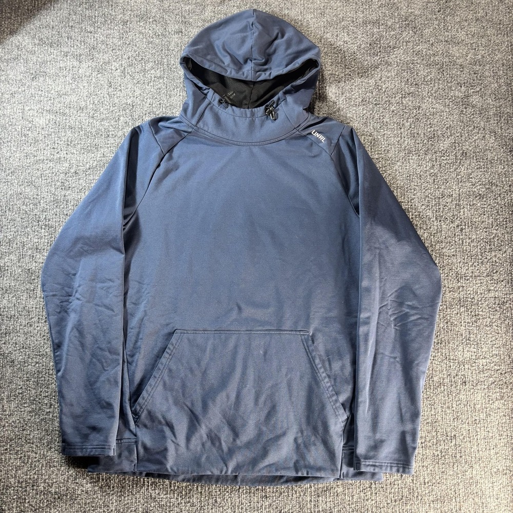 UNRL Hoodie Mens Medium Blue Pullover Fleece Kangaroo Pocketβ Performance
